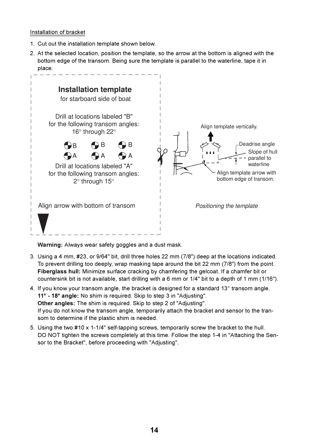 Furuno GP-7000F installation manual Installation template 