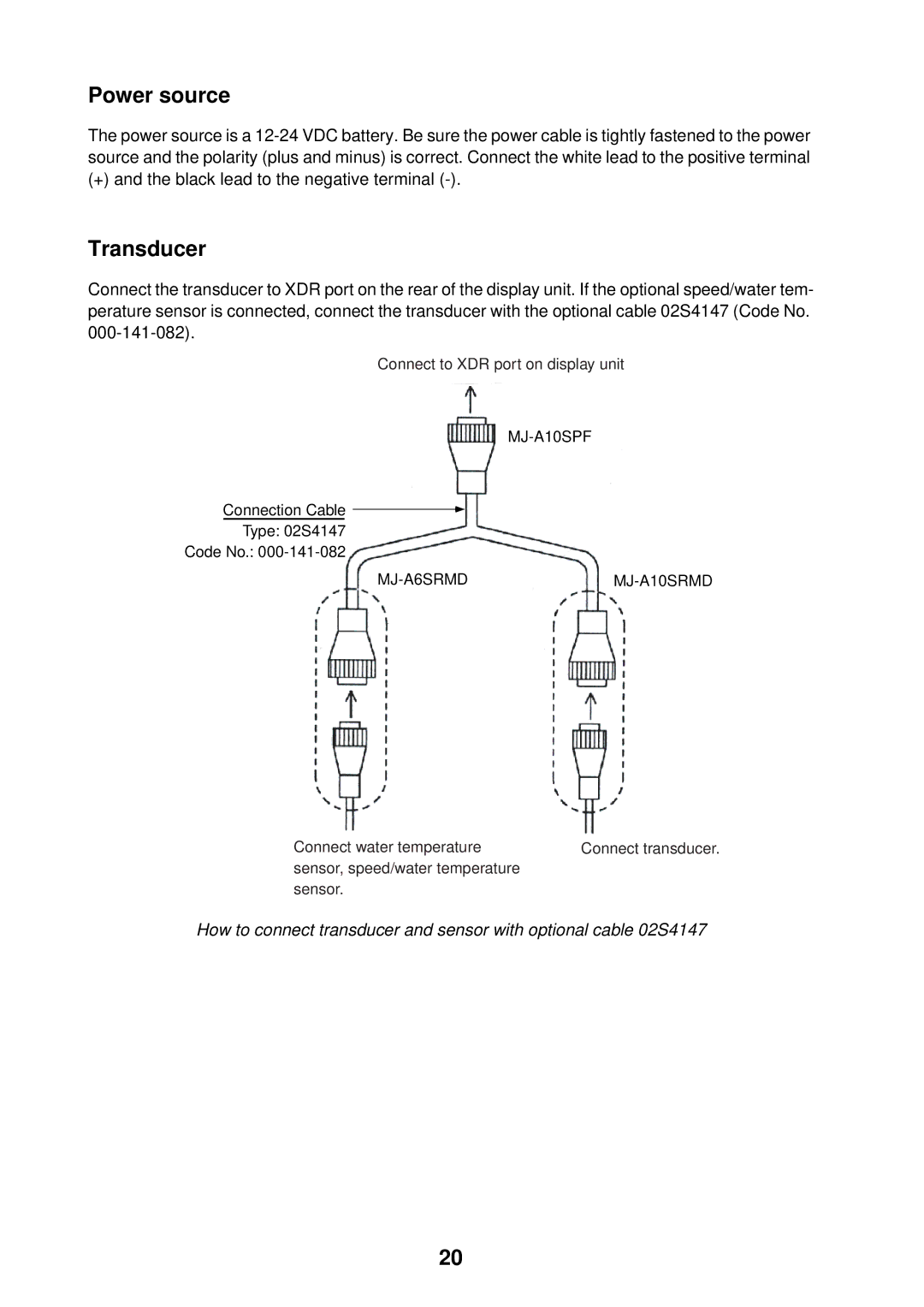 Furuno GP-7000F installation manual Power source, Transducer 