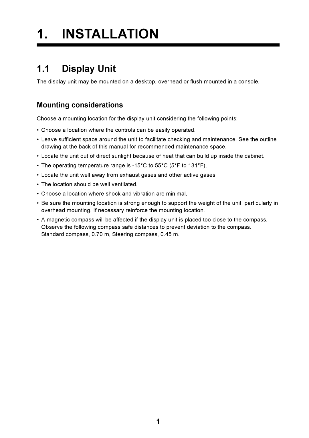 Furuno GP-7000F installation manual Display Unit, Mounting considerations 