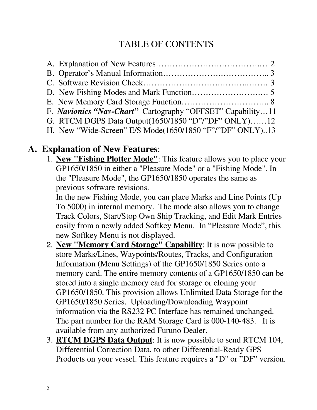 Furuno GP1650 manual Explanation of New Features 