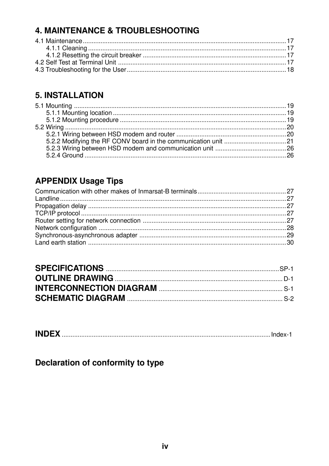 Furuno IB-681 manual Appendix Usage Tips, Declaration of conformity to type 