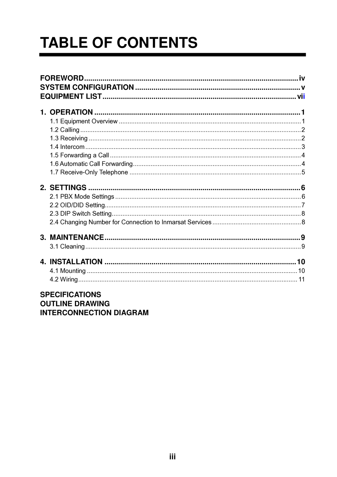 Furuno IB-782 manual Table of Contents 