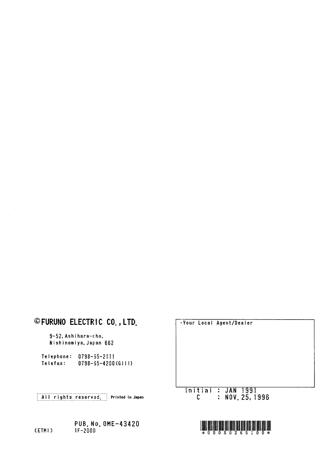 Furuno IF-2000 manual 