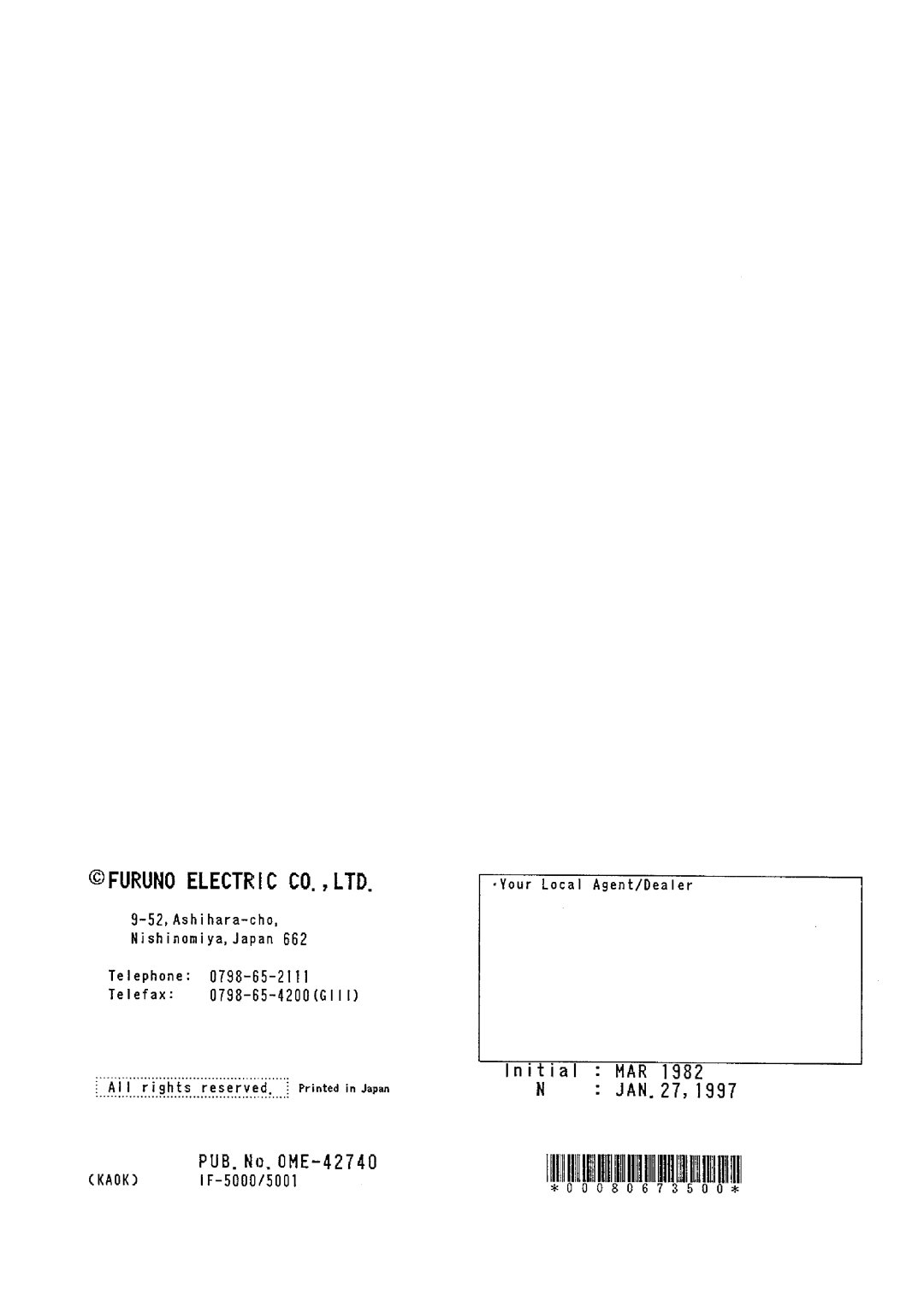 Furuno IF-5000/5001 manual 