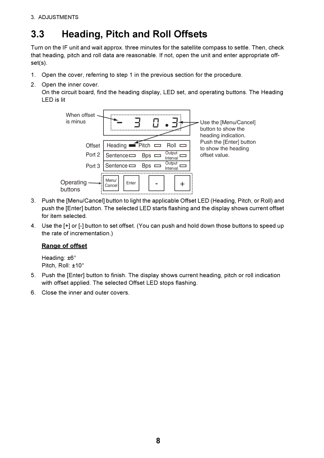 Furuno IF-NMEASC manual Heading, Pitch and Roll Offsets, Output Processing 