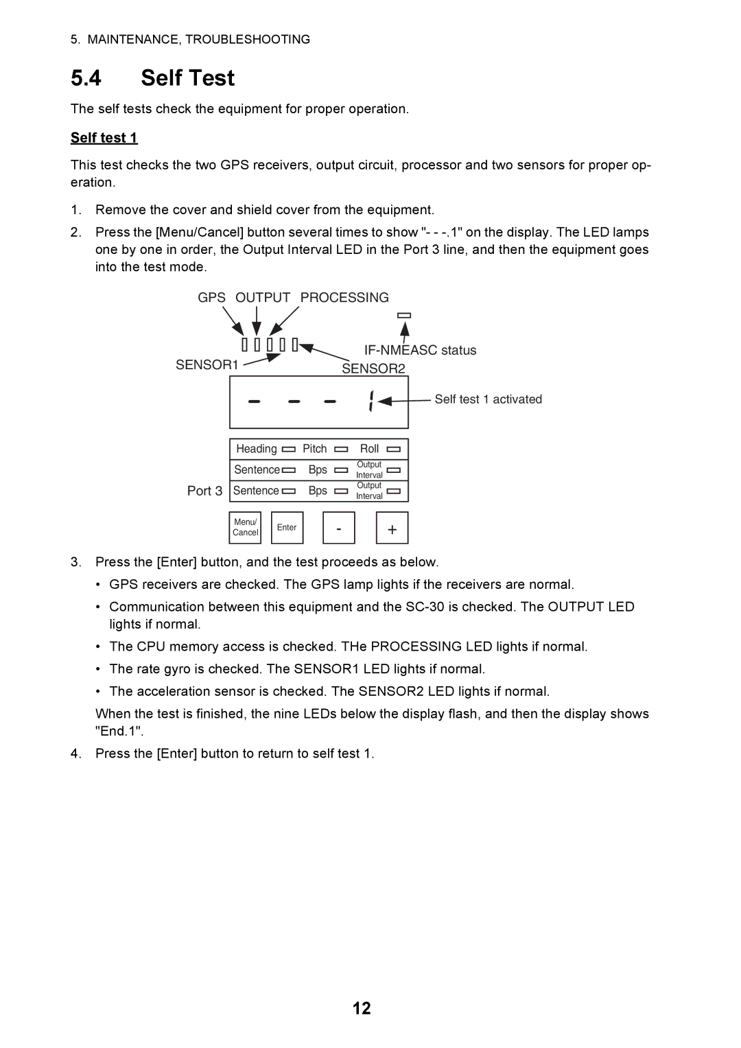 Furuno IF-NMEASC manual Self Test, Self test 