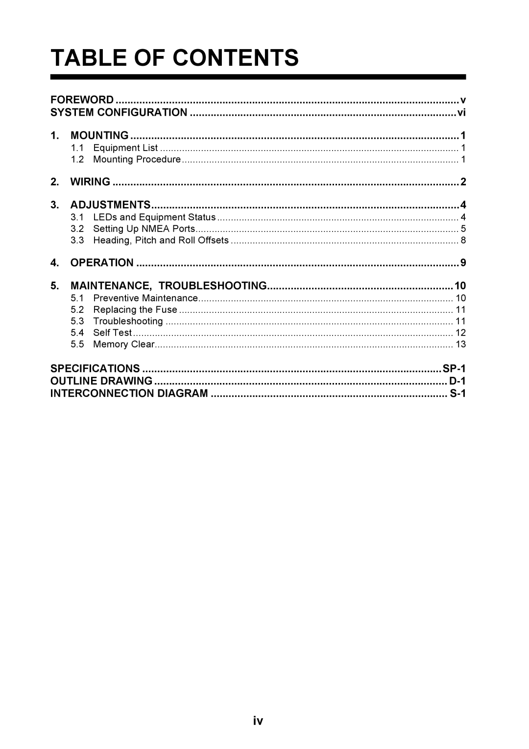 Furuno IF-NMEASC manual Table of Contents 