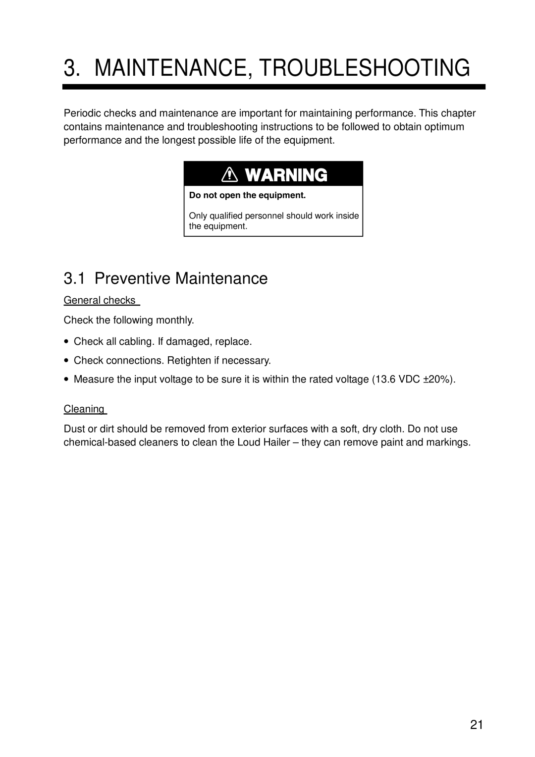 Furuno LH-3000 manual MAINTENANCE, Troubleshooting, Preventive Maintenance, General checks, Cleaning 