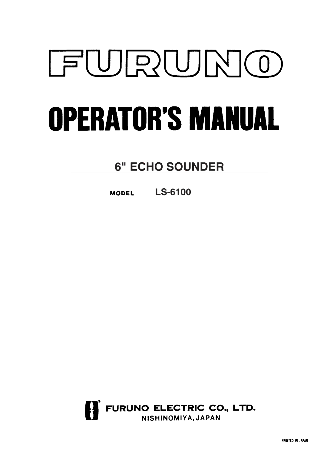 Furuno LS-6100 manual Echo Sounder 