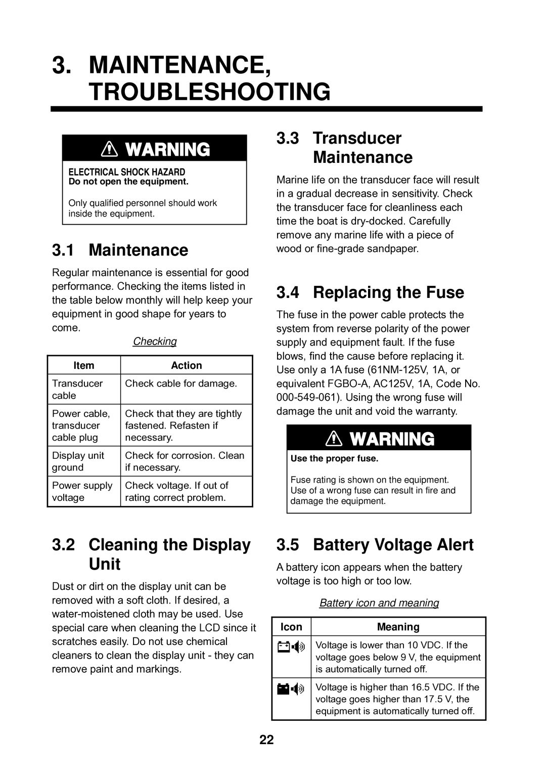 Furuno LS-6100 manual MAINTENANCE, Troubleshooting 