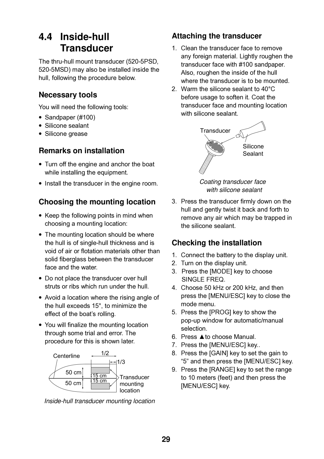 Furuno LS-6100 manual Inside-hull Transducer 