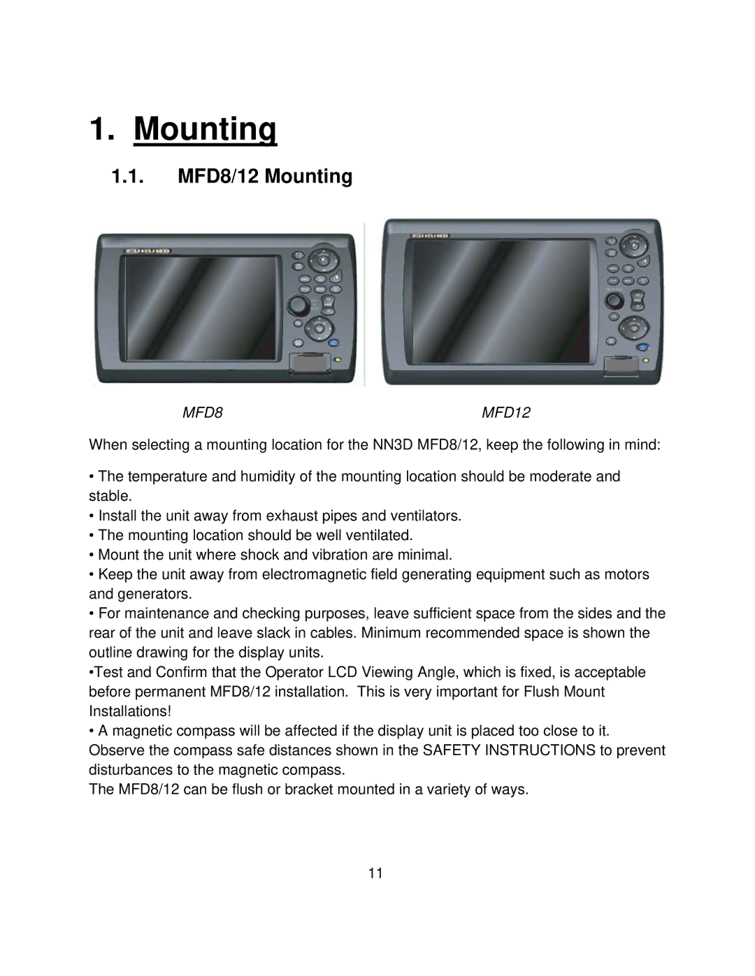 Furuno MFD8/12/BB manual MFD8/12 Mounting 