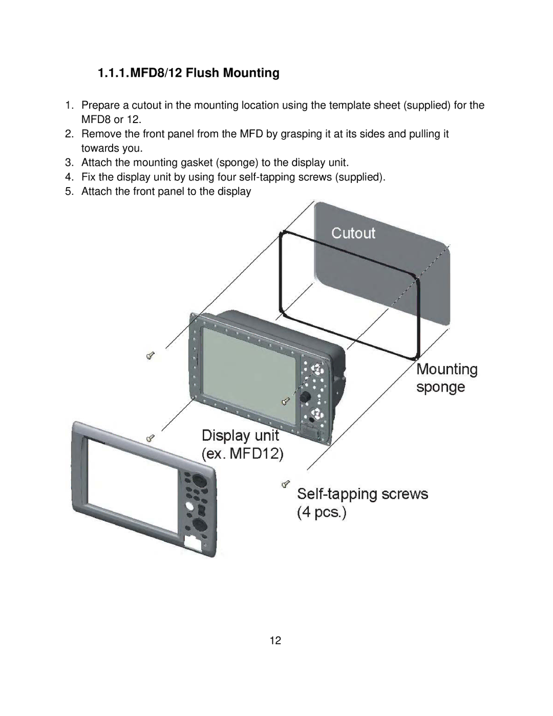 Furuno MFD8/12/BB manual MFD8/12 Flush Mounting 