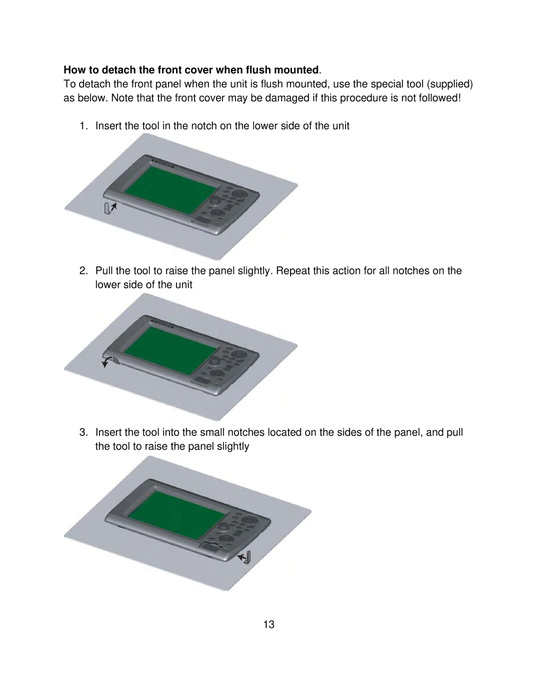 Furuno MFD8/12/BB manual How to detach the front cover when flush mounted 