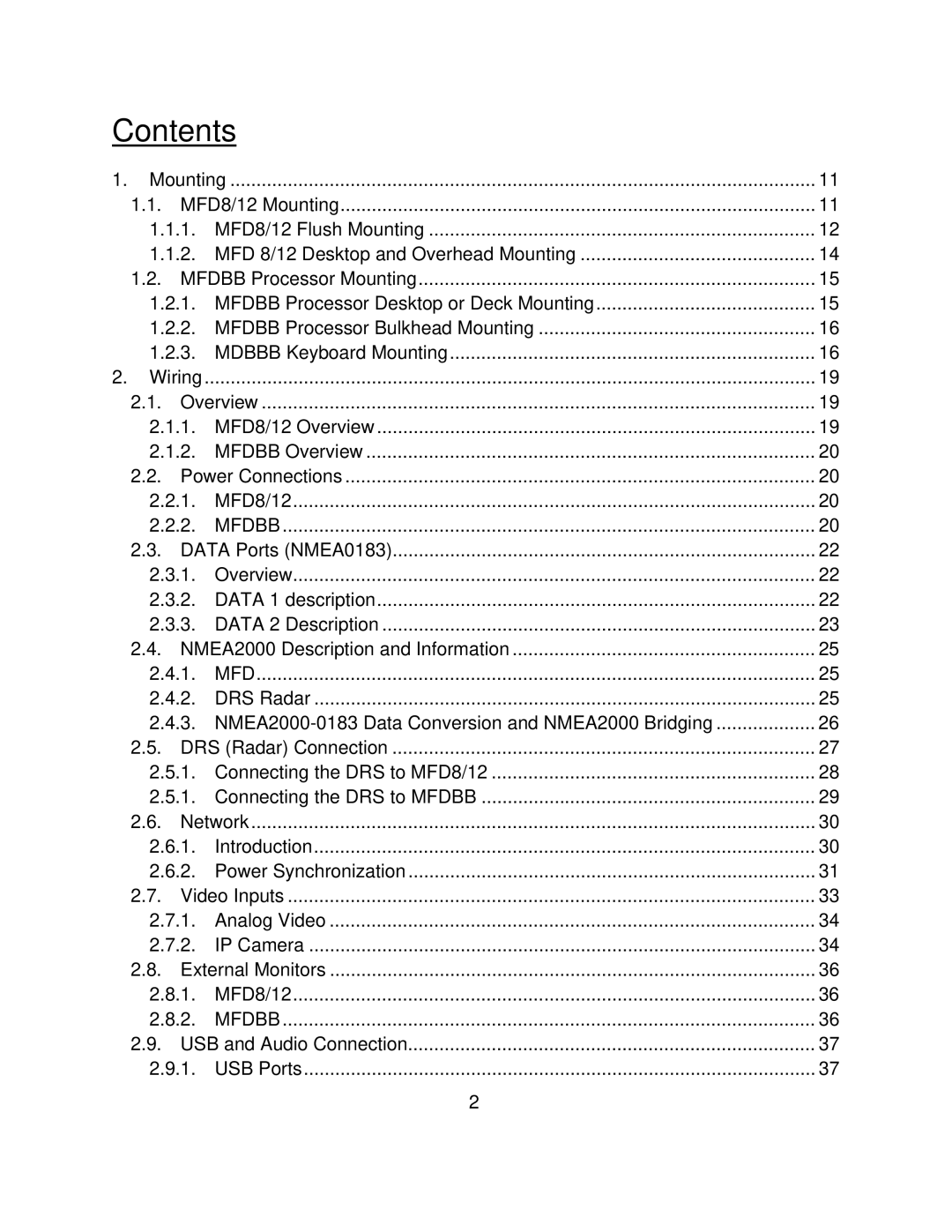 Furuno MFD8/12/BB manual Contents 