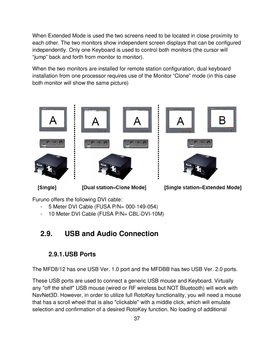 Furuno MFD8/12/BB manual USB and Audio Connection, USB Ports 