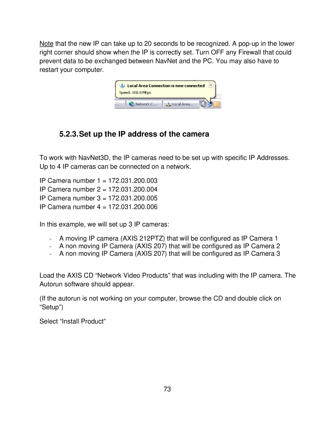 Furuno MFD8/12/BB manual Set up the IP address of the camera 