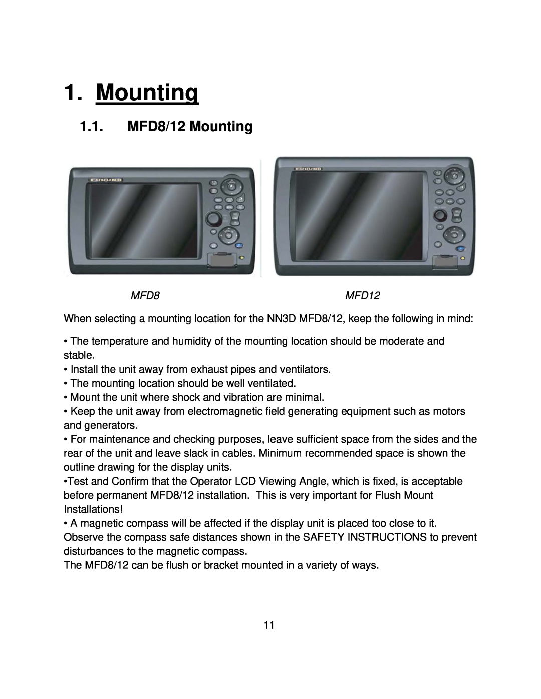 Furuno MFD8/12/BB manual 1.1.MFD8/12 Mounting 