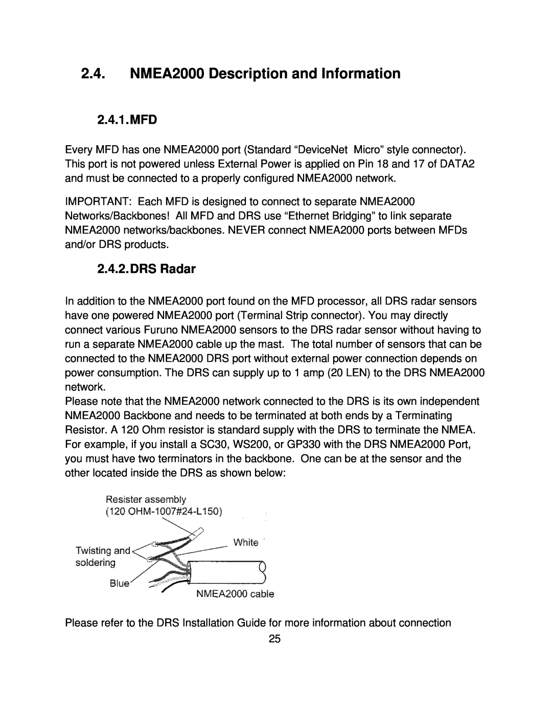 Furuno MFD8/12/BB manual NMEA2000 Description and Information, 2.4.1.MFD, DRS Radar 