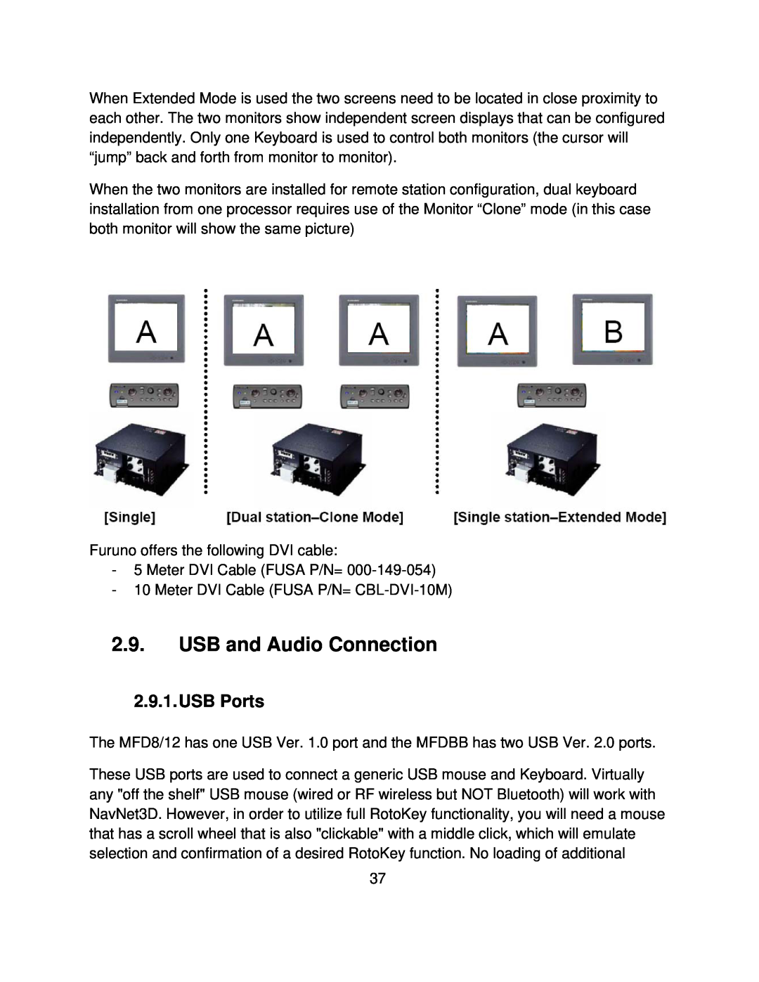 Furuno MFD8/12/BB manual USB and Audio Connection, USB Ports 