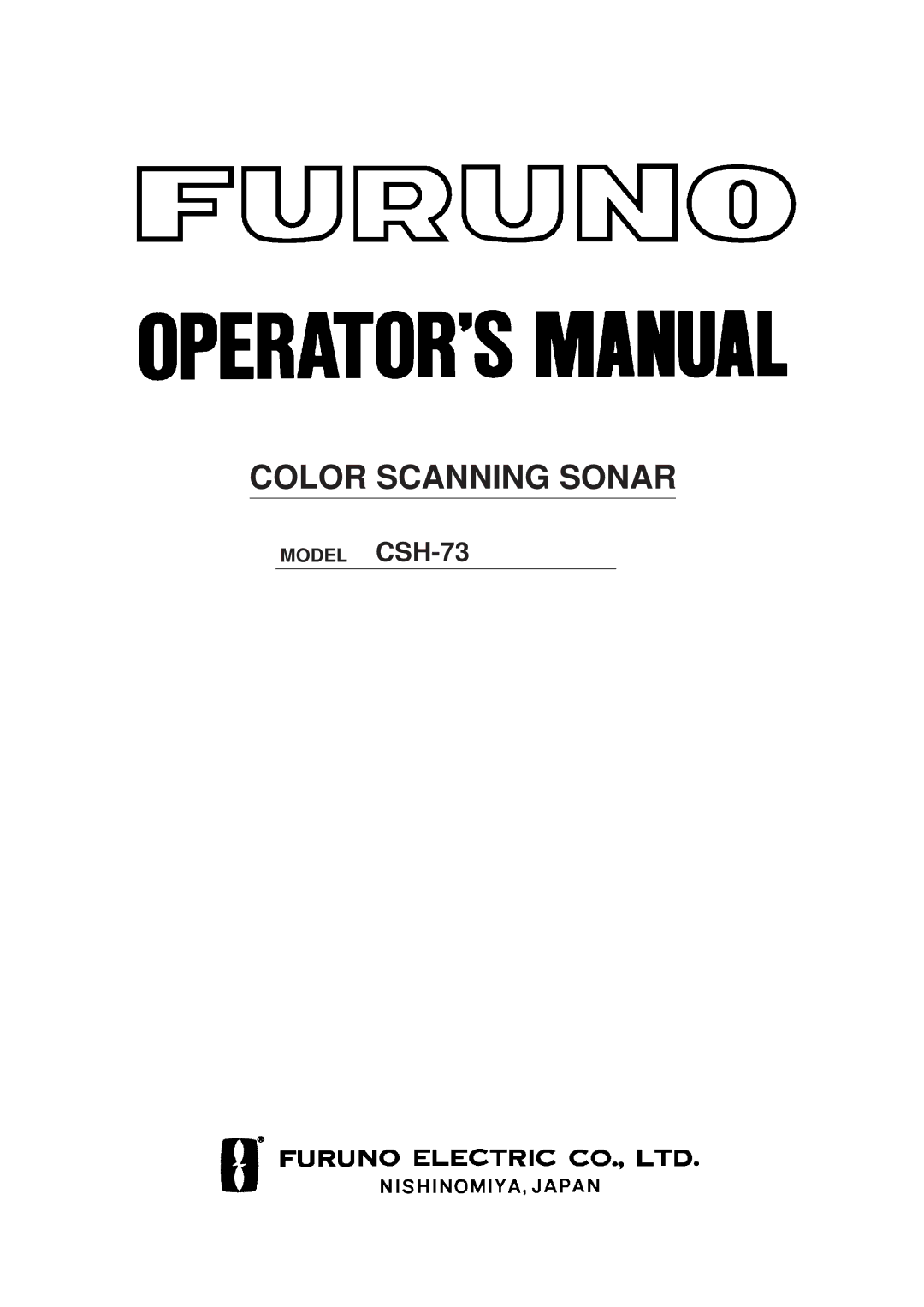 Furuno MODEL CSH-73 manual Color Scanning Sonar 