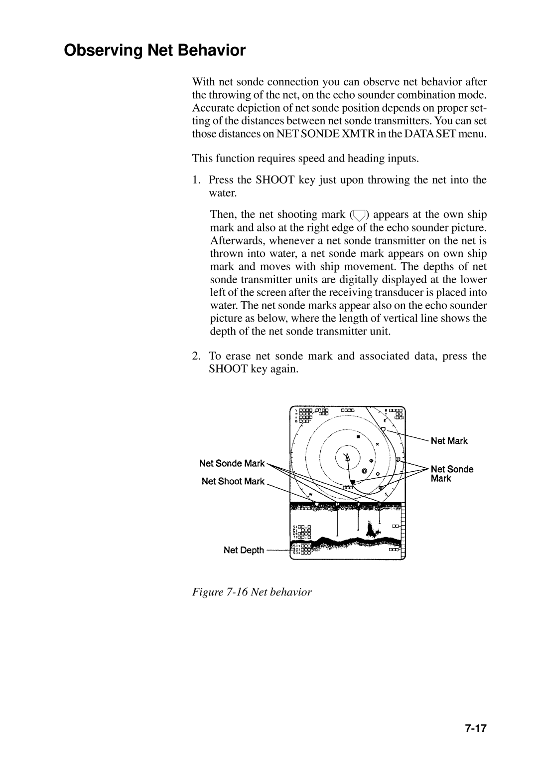 Furuno MODEL CSH-73 manual Observing Net Behavior, Net behavior 