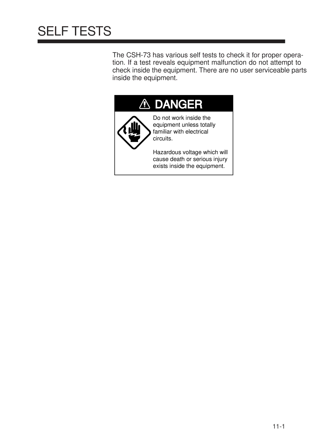 Furuno MODEL CSH-73 manual Self Tests, Opening the Self Test Menu 