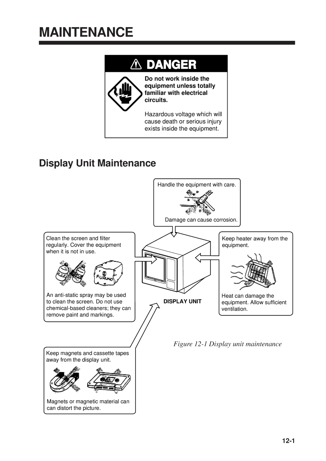 Furuno MODEL CSH-73 manual Display Unit Maintenance 
