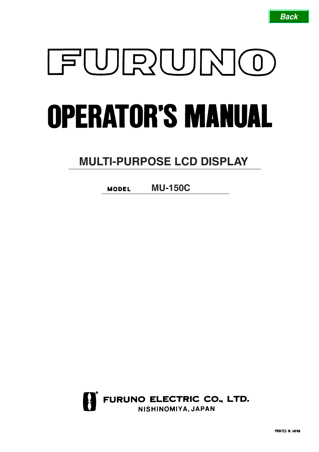 Furuno MU-150C manual MULTI-PURPOSE LCD Display 