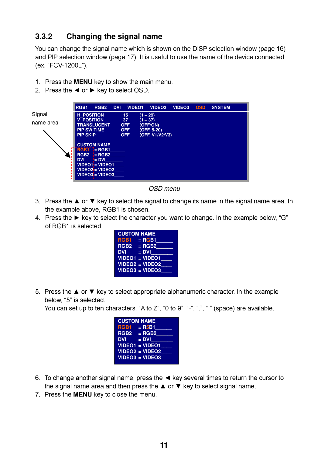 Furuno MU-17OC manual Changing the signal name, Signal name area 