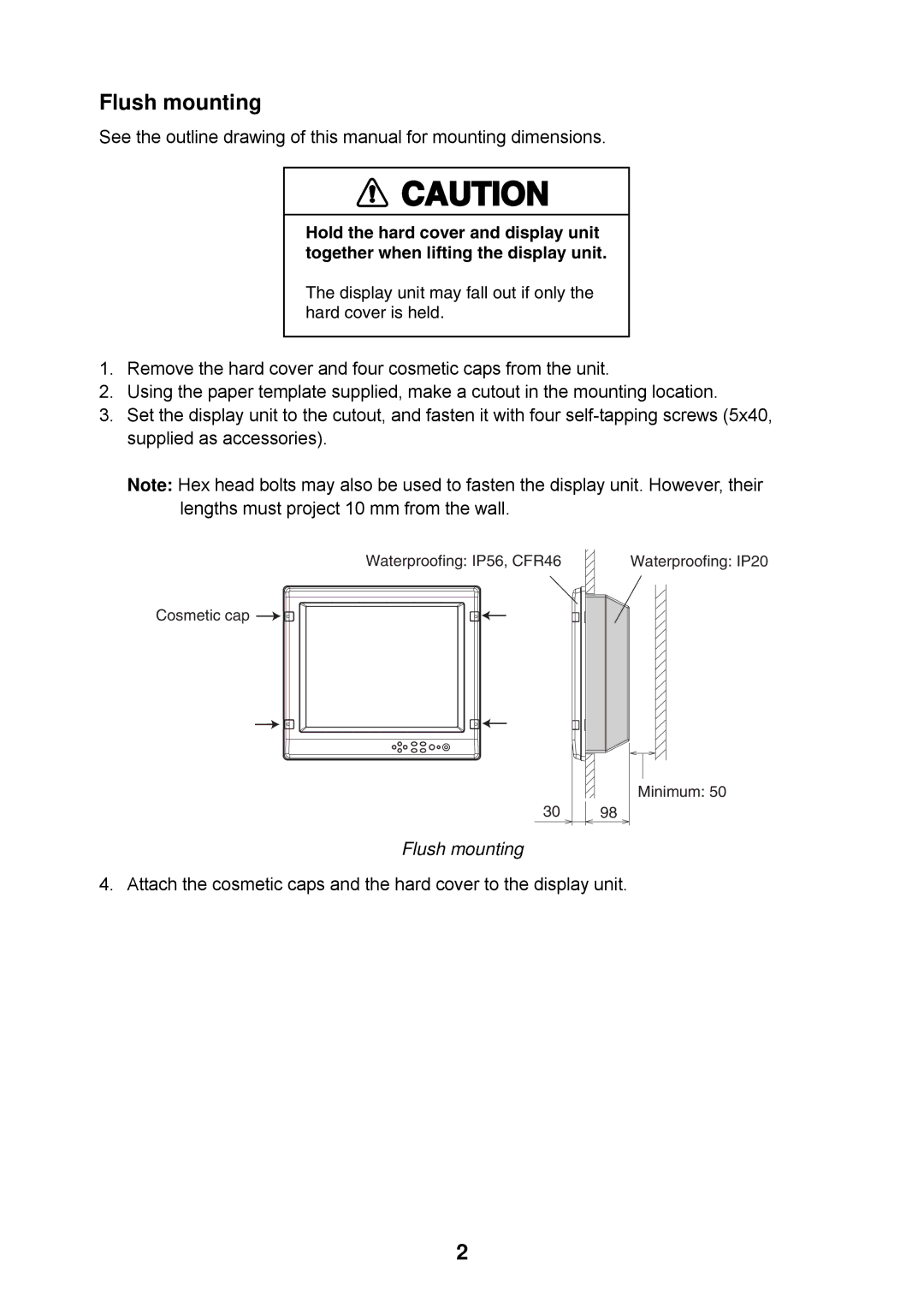 Furuno MU-17OC manual Flush mounting 