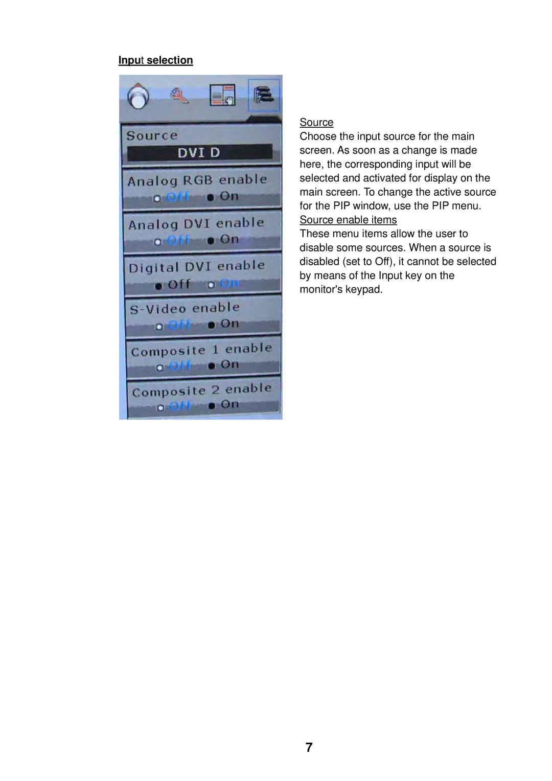 Furuno MU-231CE, MU-201CE installation manual Input selection 