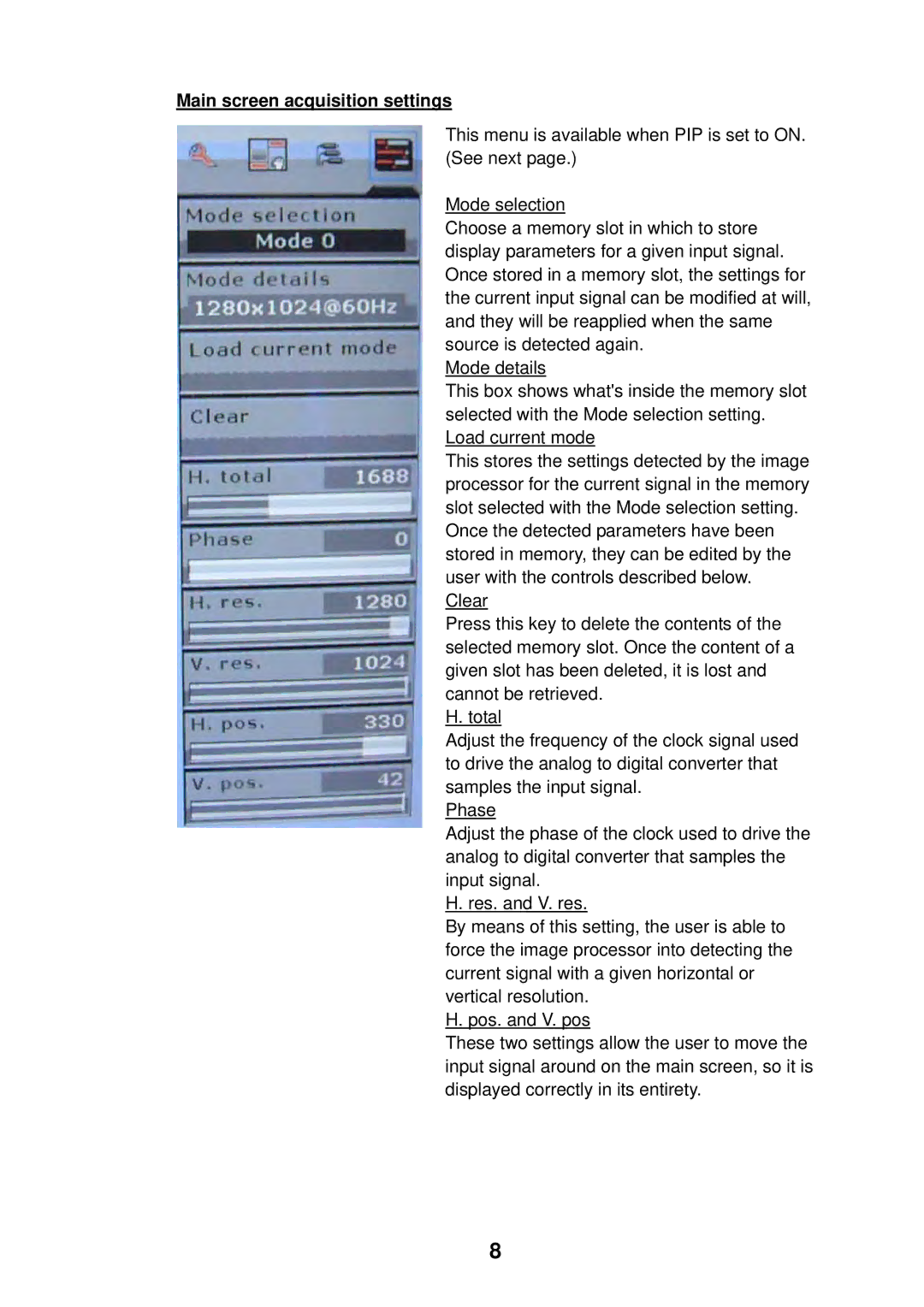 Furuno MU-201CE, MU-231CE installation manual Main screen acquisition settings 