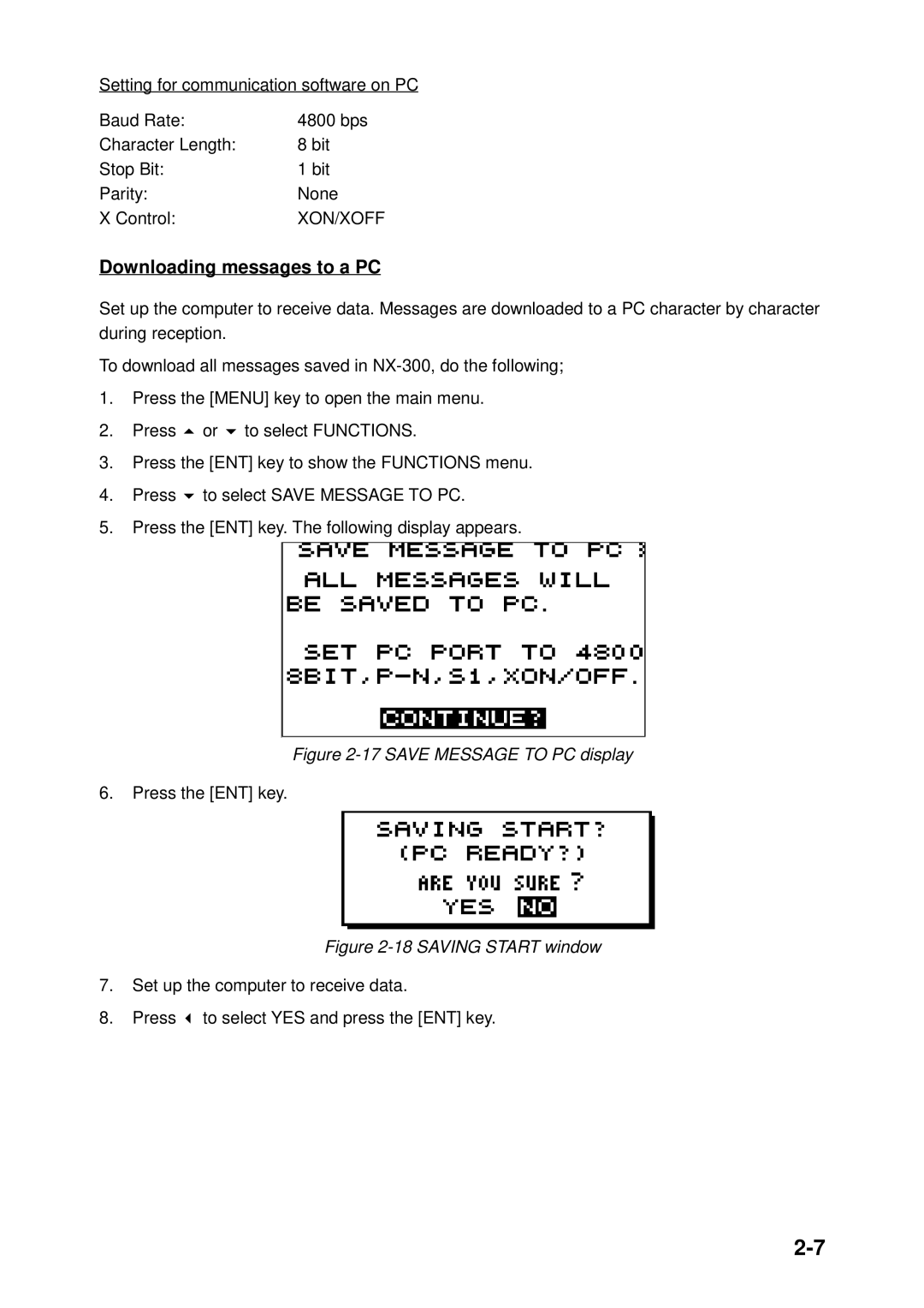 Furuno NX-300 manual Downloading messages to a PC 