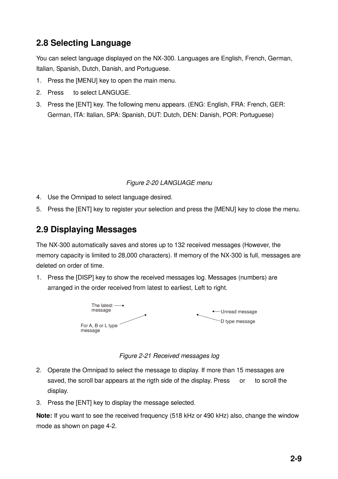 Furuno NX-300 manual Selecting Language, Displaying Messages 