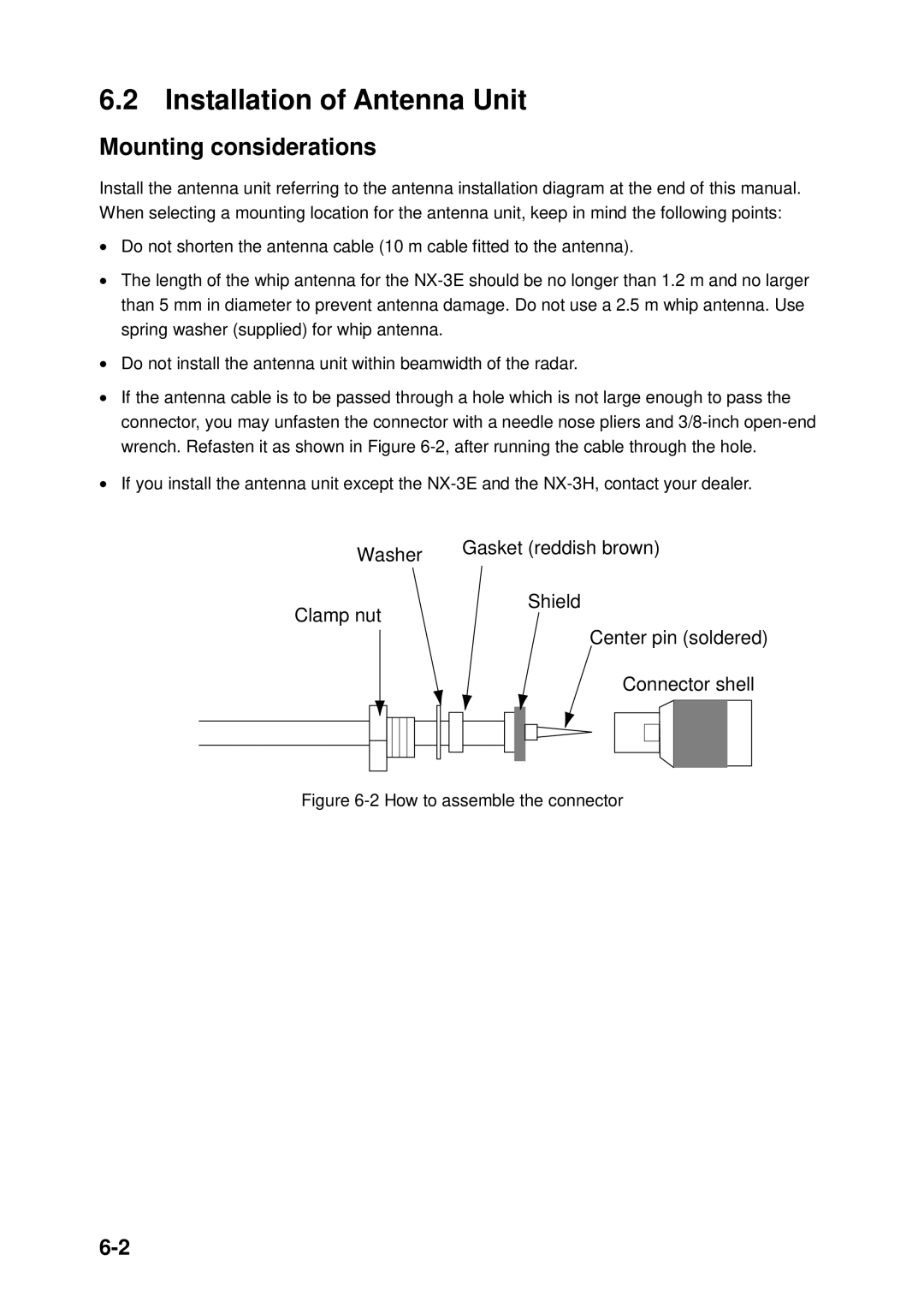 Furuno NX-300 manual Installation of Antenna Unit, How to assemble the connector 