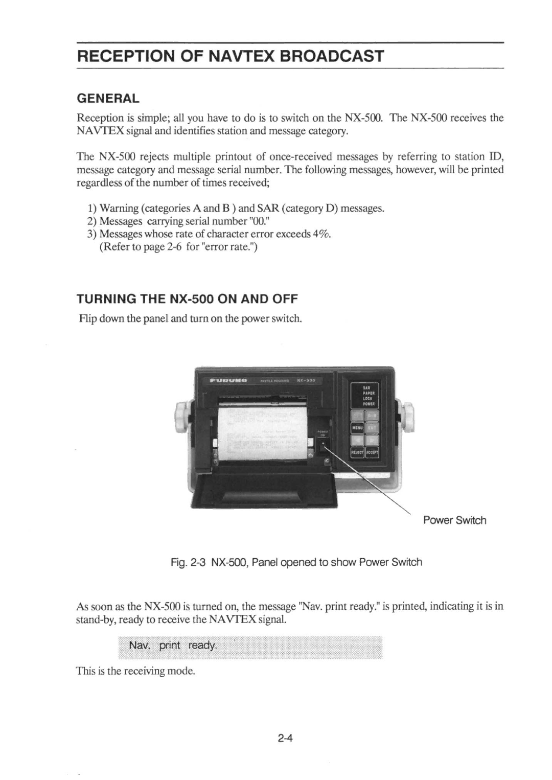 Furuno NX-500 manual 