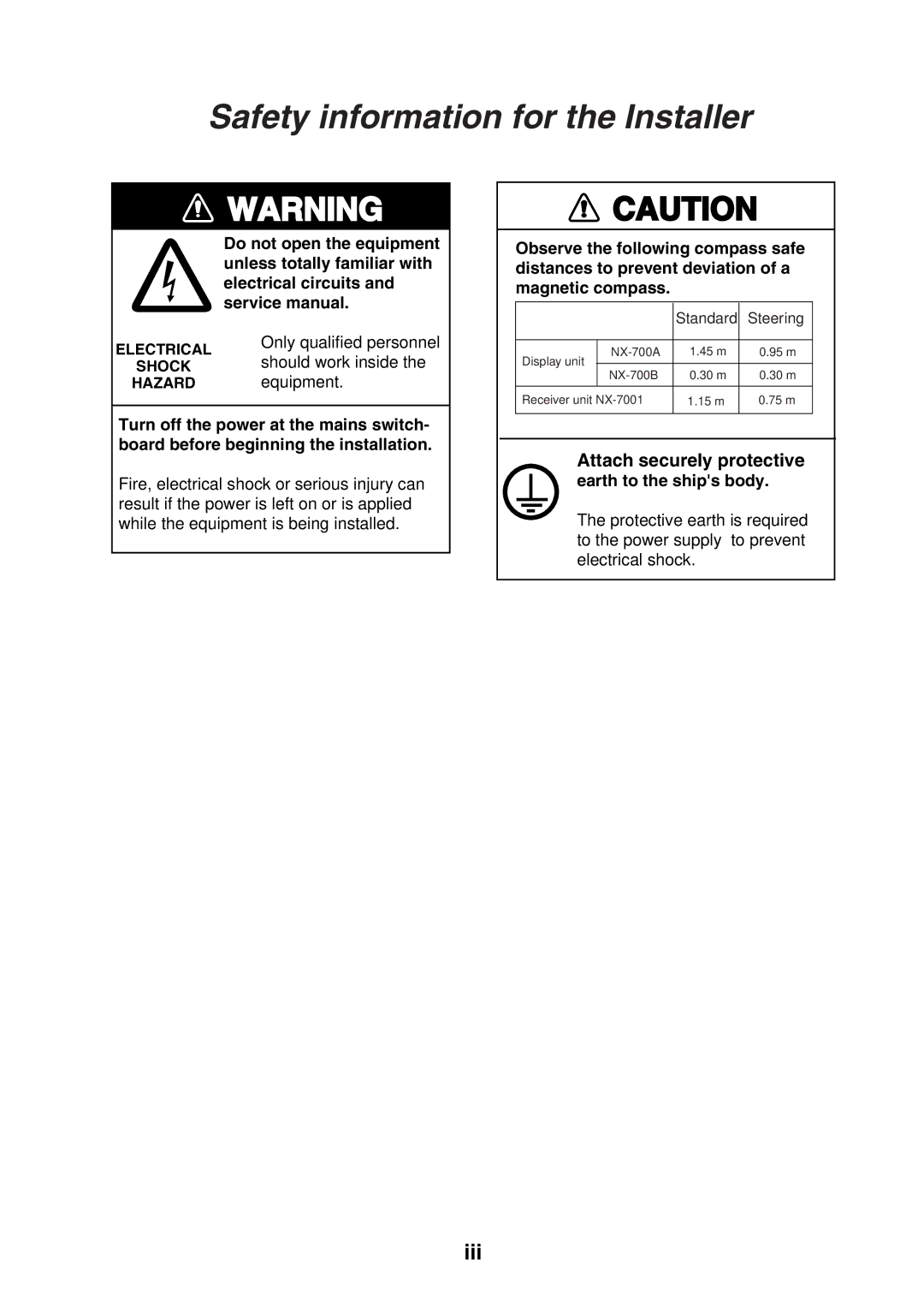 Furuno NX-700A manual Safety information for the Installer 