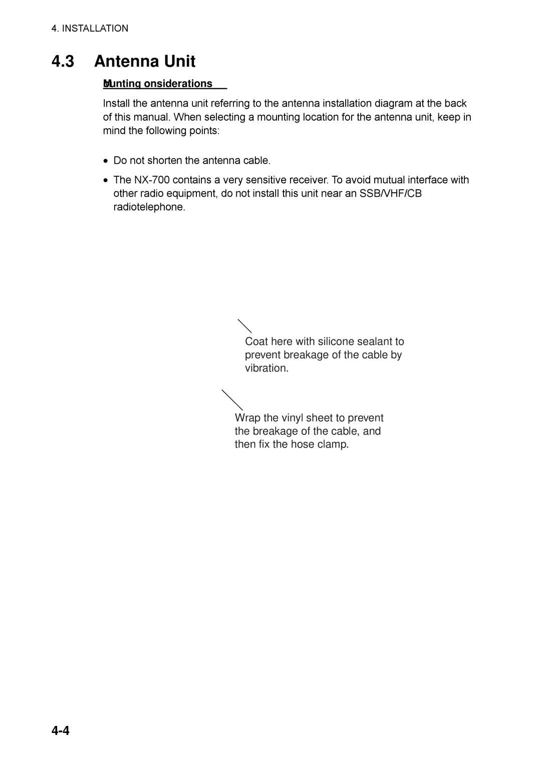 Furuno NX-700A manual Antenna Unit, Mounting considerations 