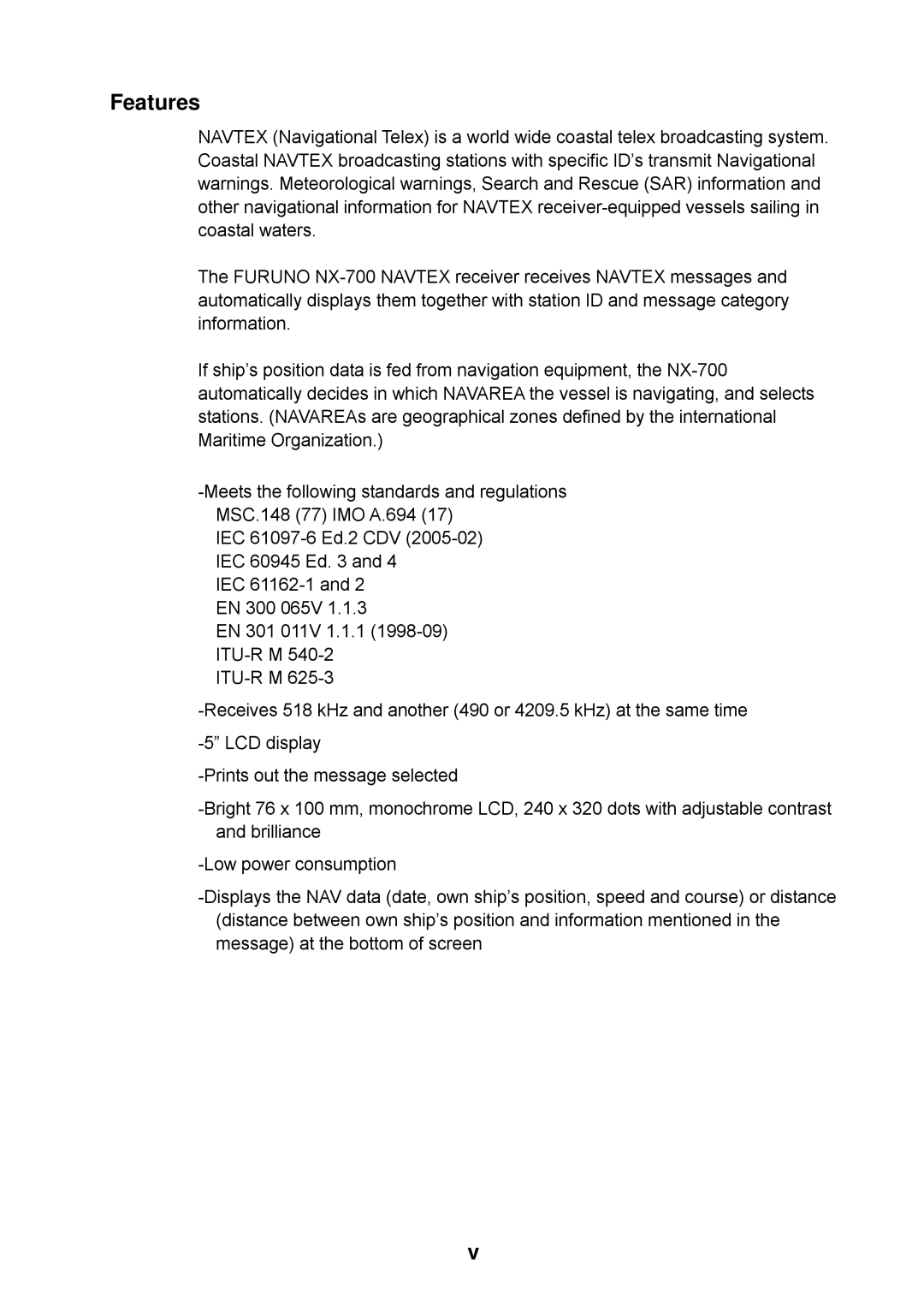 Furuno NX-700A manual Features 