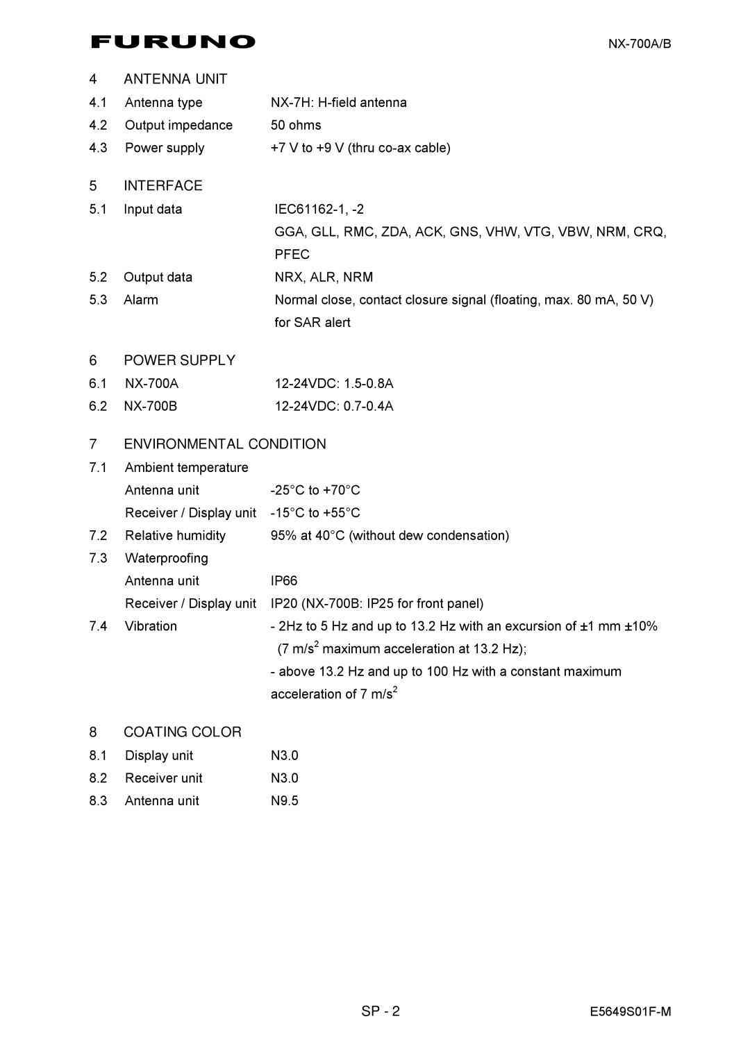 Furuno NX-700A/B manual Furuno 