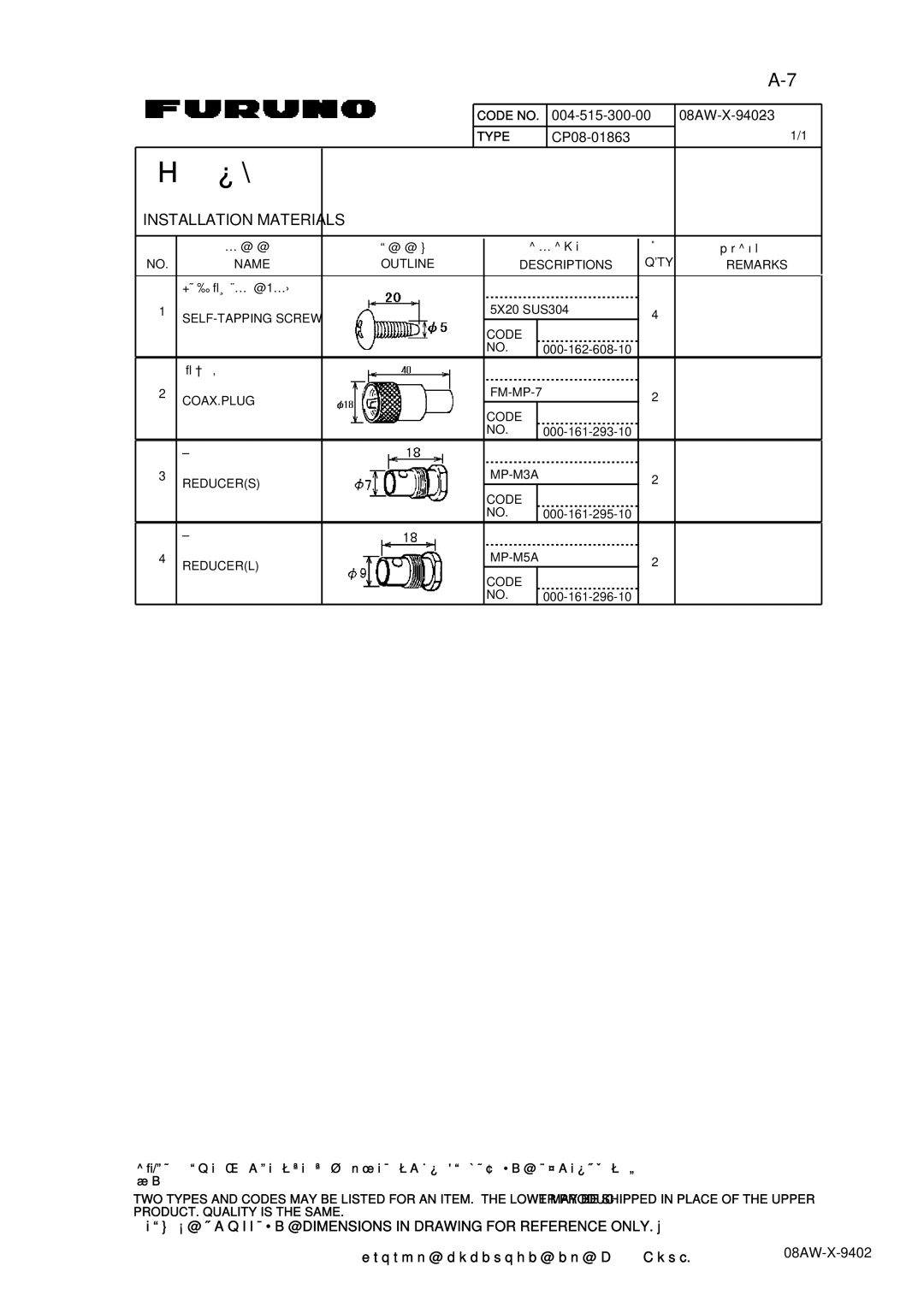 Furuno NX-700A/B manual 08AW-X-9402 