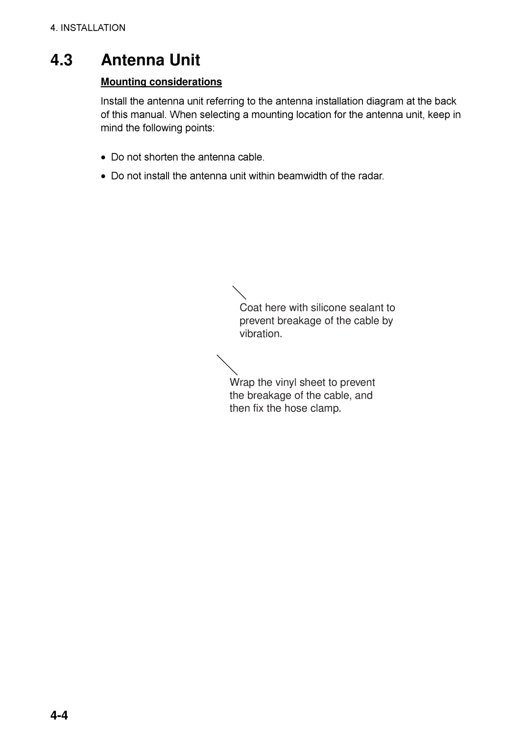 Furuno NX-700B manual Antenna Unit, Mounting considerations 