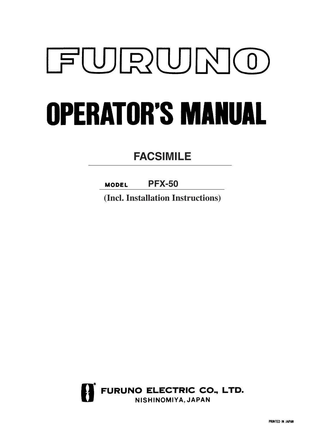 Furuno PFX-50 installation instructions Facsimile 