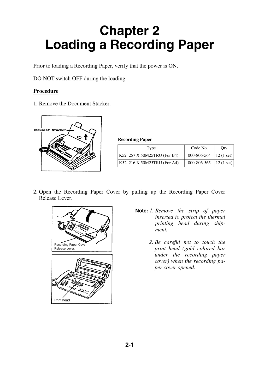 Furuno PFX-50 installation instructions Chapter Loading a Recording Paper 