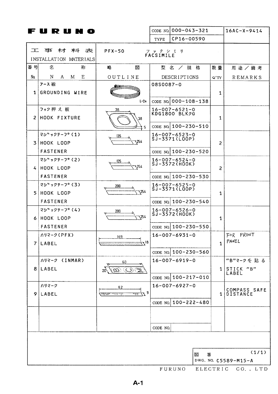 Furuno PFX-50 installation instructions 