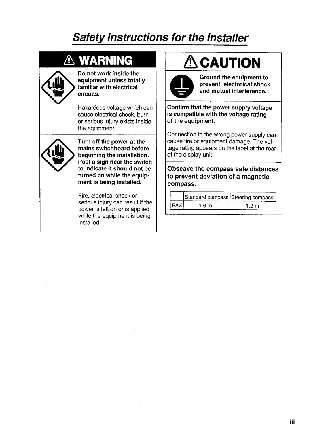 Furuno PFX-50 installation instructions 