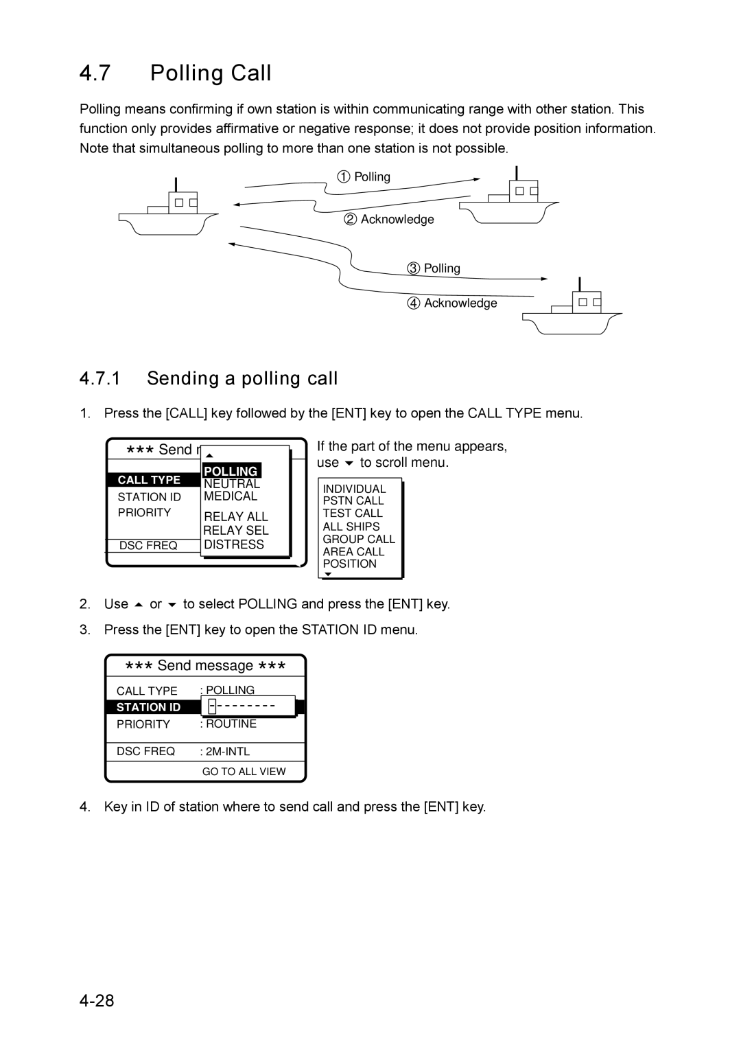 Furuno RC-1500-1T manual Polling Call, Sending a polling call 