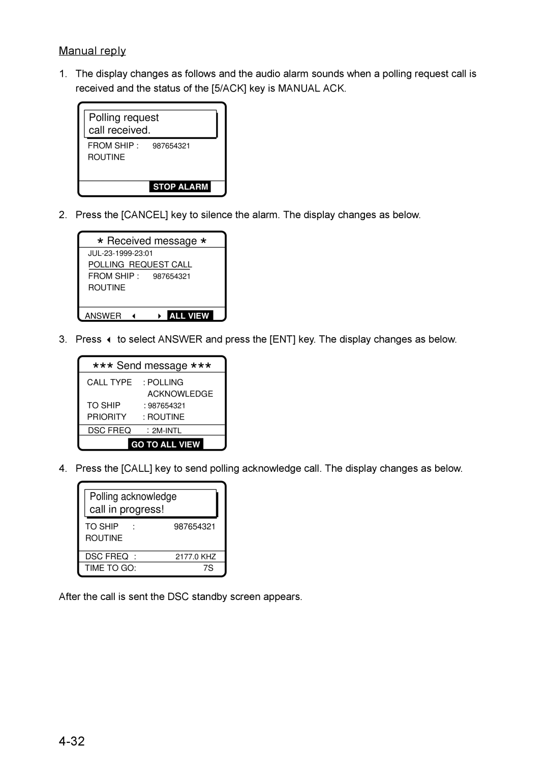 Furuno RC-1500-1T manual Manual reply 