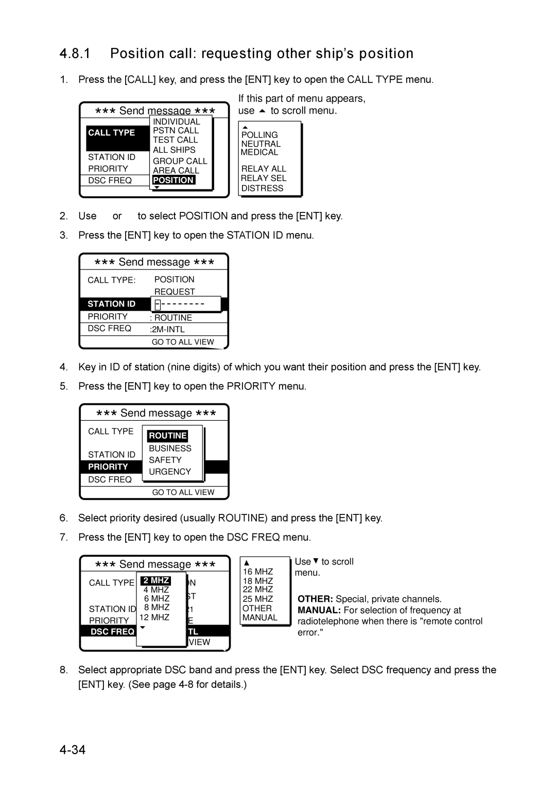 Furuno RC-1500-1T manual Position call requesting other ship’s position 